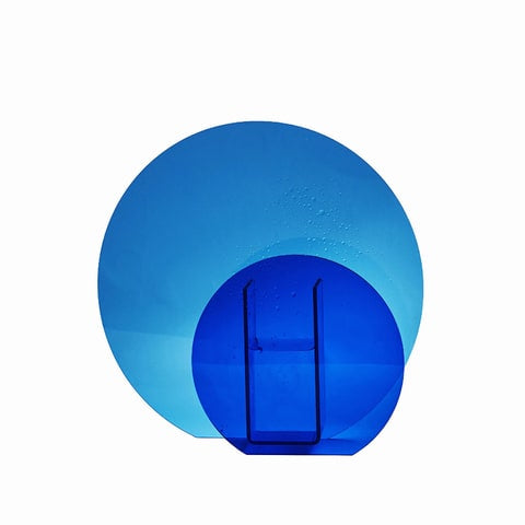 Vase coloré transparent multiformes en Acrylique décoratif Modèle Duo Rond bleu sur fond blanc