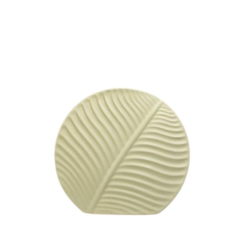 Vase rond motif feuille en céramique modèle beige