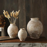 Vase Rustique Beige Cerclages Horizontaux - Vignette | Vase Cute