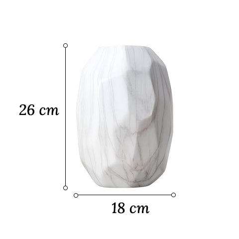 Vase Sculpté Motif Marbre en Porcelaine dimensions du modèle M sur fond blanc