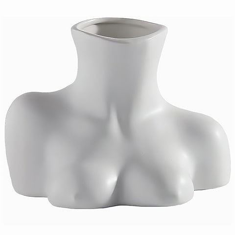 Vase seins femme body art en céramique modèle Blanc présentation