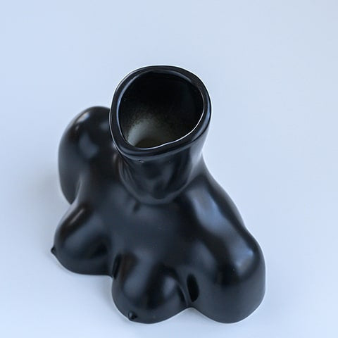 Vase seins femme body art en céramique modèle Noir présentation détails haut