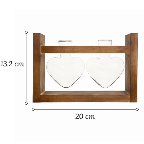 Vase soliflore encadrement bois en Verre & bois soliflore dimensions du  modèle M