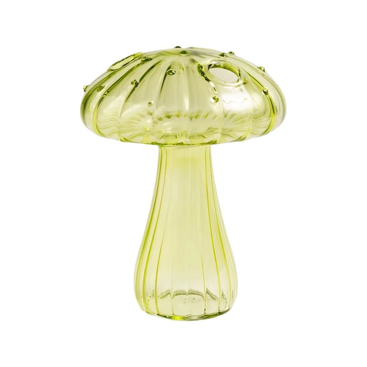 Vase Soliflore Mushrooms Multicolores présentation du modèle Vert sur fond blanc.