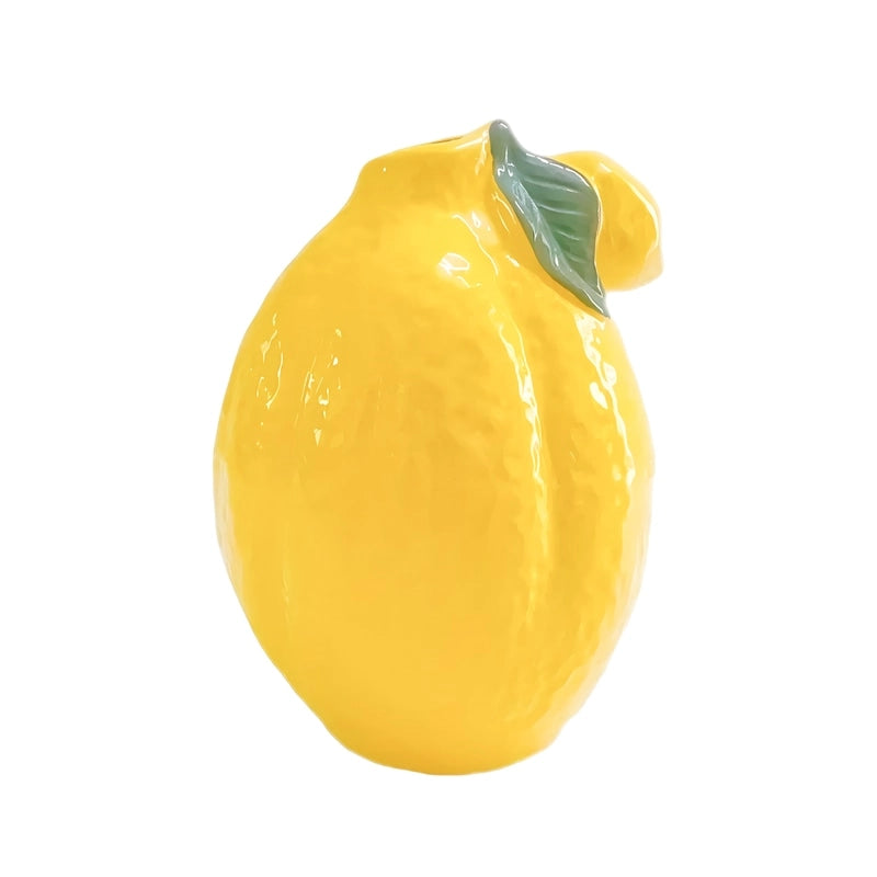Vase Soliflore Original Forme Citron, présentation sur fond blanc sans fleurs.