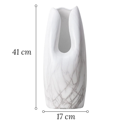 Vase Somptueux Col Ouvert Couleur Marbre en Céramique dimensions du modèle m