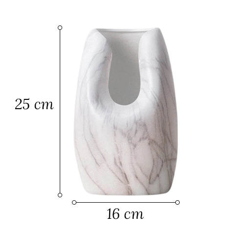 Vase Somptueux Col Ouvert Couleur Marbre en Céramique dimensions du modèle s