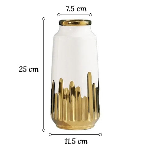 Vase somptueux motif stalagmites dorées en céramique dimensions du modèle M blanc