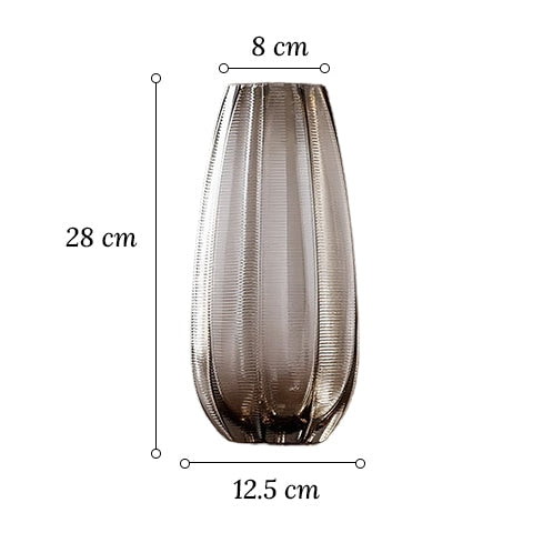 Vase strié coloré marron transparent en verre dimensions du modèle S