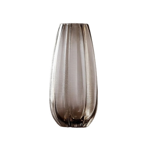 Vase strié coloré marron transparent en verre modèle S