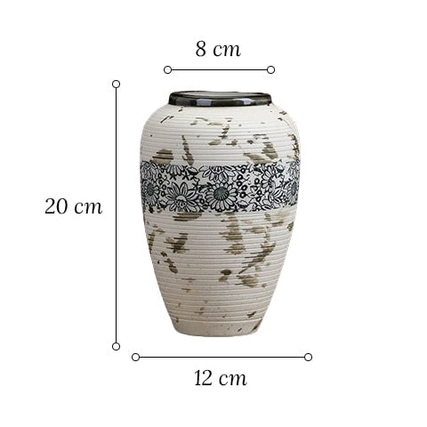 Vase tacheté décoration florale noire en céramique dimensions du modèle M sur fond blanc