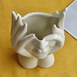 Vase tête pensante blanc brillant   (Céramique) - Vignette | Vase Cute