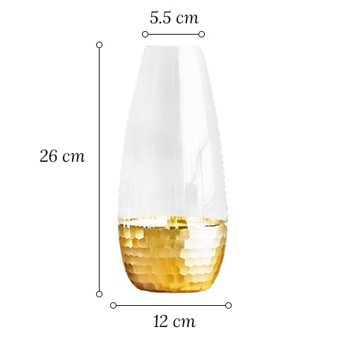 Vase transparent alvéoles Nid d'abeilles en Verre  présentation Style B dimensions sur fond blanc