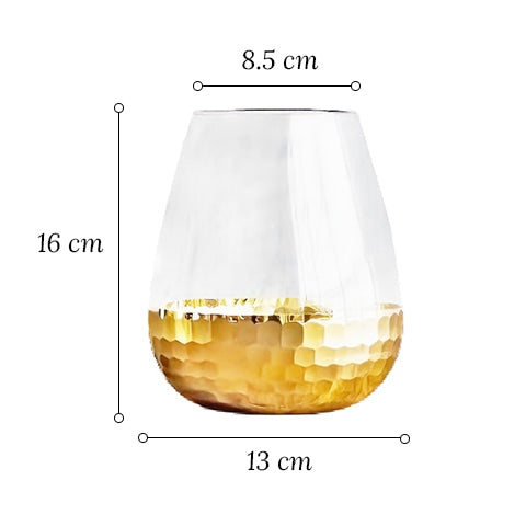 Vase transparent alvéoles Nid d'abeilles en Verre présentation Style C dimensions sur fond blanc