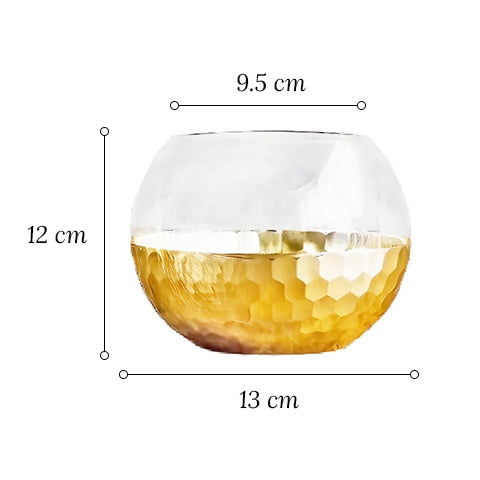 Vase transparent alvéoles Nid d'abeilles en Verre  présentation Style D dimensions sur fond blanc
