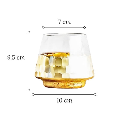 Vase transparent alvéoles Nid d'abeilles en Verre présentation Style E dimensions sur fond blanc
