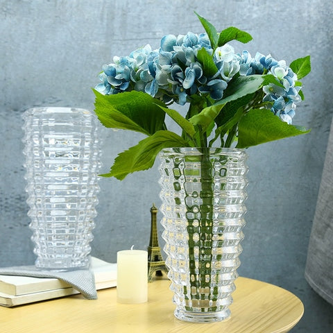 Vase transparent design élégant présentation modèles grand avec fleurs et petit sans fleurs