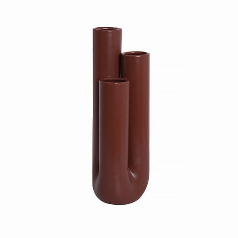 Vase trois tubes modèle marron.