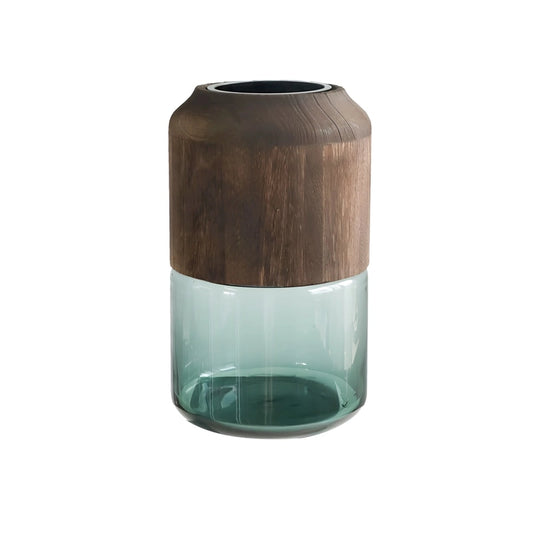 Vase Tubulaire Transparent Bi-Matières présentation du modèle Grand sans fleurs sur fond blanc.