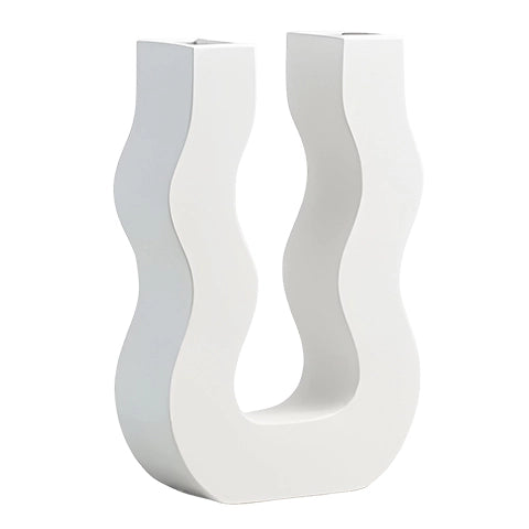 Vase U ondulé couleurs variées en céramique modèle Blanc Grand.