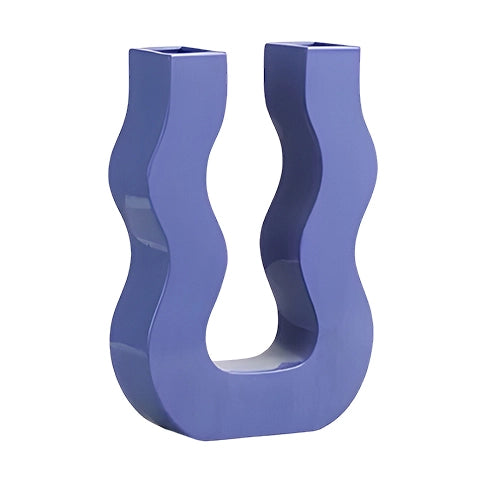 Vase U ondulé couleurs variées en céramique modèle Bleu Grand