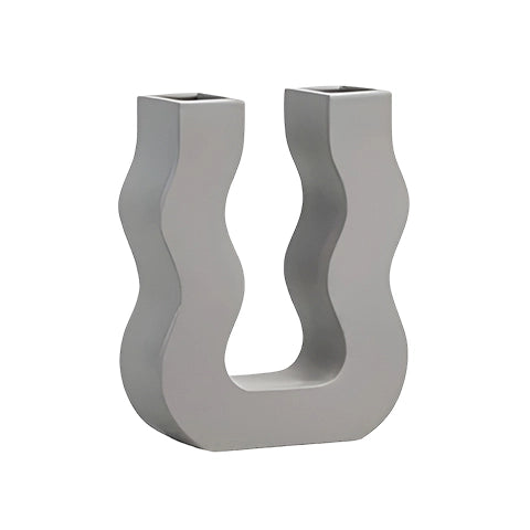 Vase U ondulé couleurs variées en céramique modèle Gris Petit