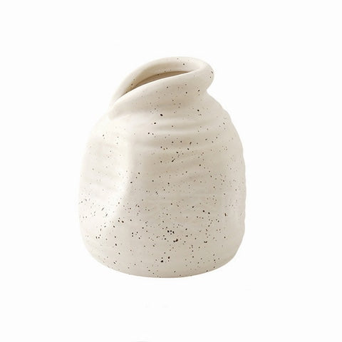 Vase vintage blanc moucheté en céramique modèle B.