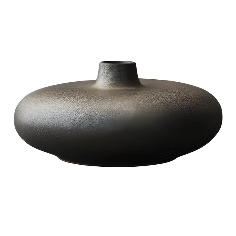 Vase Vintage Poterie Ikebana en Céramique modèle noir doré
