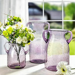 Vase Violet Verre Bullé avec Anses   (Verre) - Vignette | Vase Cute