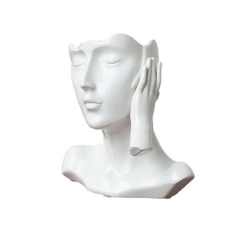 Vase visage femme esthétique en céramique modèle A blanc