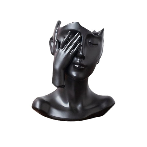 Vase visage femme esthétique en céramique modèle B noir