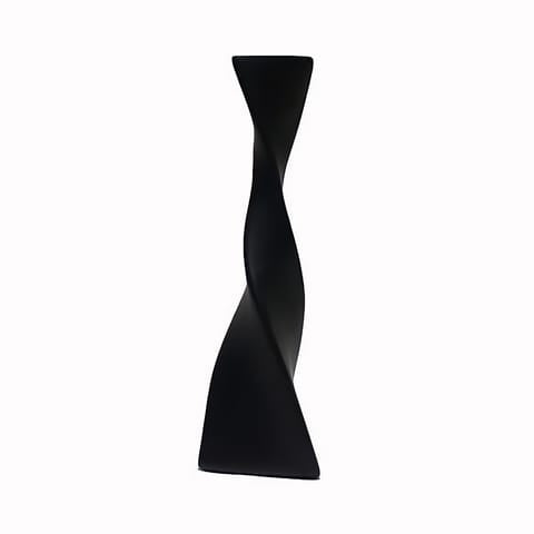 Grand vase artisanal torsadé Noir présentation sur fond blanc