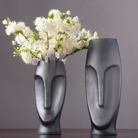 Présentation Grand vase moderne tailles Petit avec fleurs blanches & Grand sans fleurs