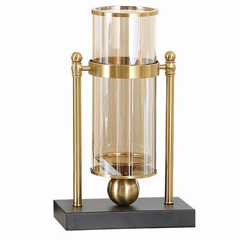 Grand vase transparent cerclé sur support Modèle M 