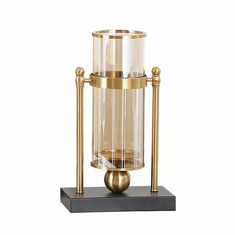 Grand vase transparent cerclé sur support Modèle S 