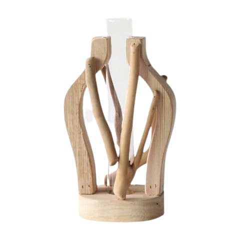  Vase soliflore artisanal en Bois & verre Vase soliflore Style A