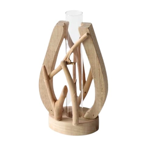  Vase soliflore artisanal en Bois & verre Vase soliflore Style B