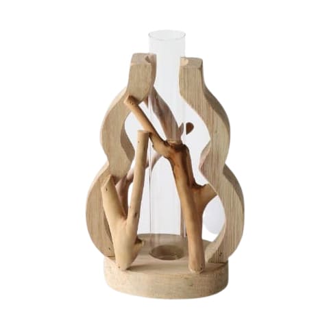  Vase soliflore artisanal en Bois & verre Vase soliflore Style C