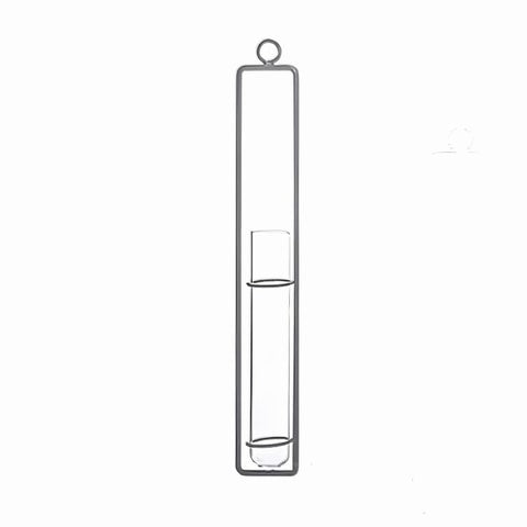 Soliflore Design tube suspendu en Fer Forgé & Verre Gris taille M