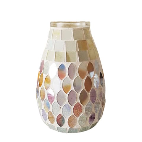 Vase Art mosaïque au reflet nacré - Verre luxueux Modèle beige nacré