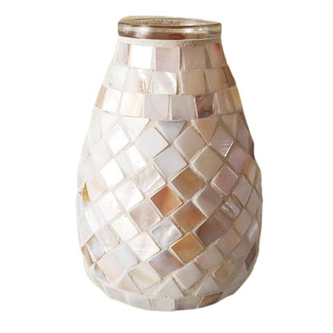 Vase Art mosaïque au reflet nacré - Verre luxueux Modèle  Beige