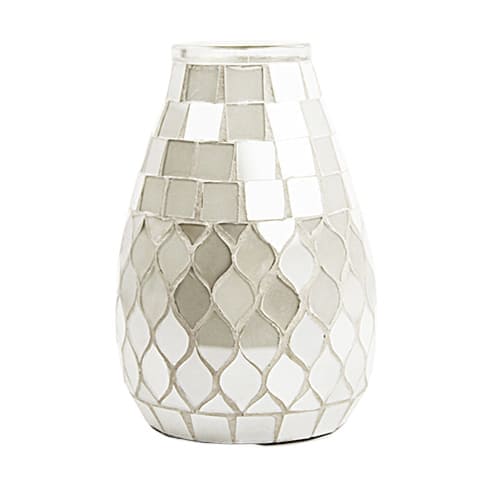 Vase Art mosaïque au reflet nacré - Verre luxueux Modèle Blanc nacré