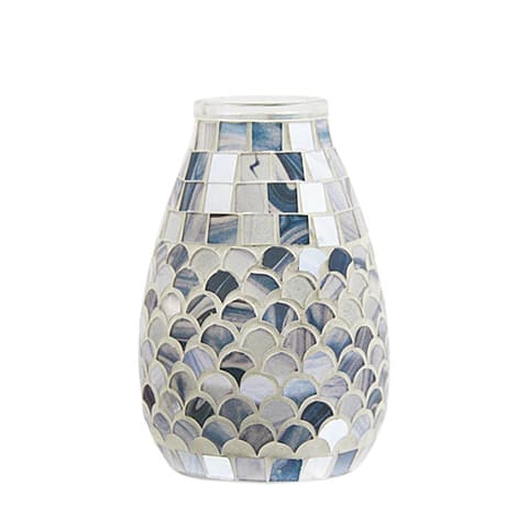 Vase Art mosaïque au reflet nacré - Verre luxueux Modèle Bleu et Blanc