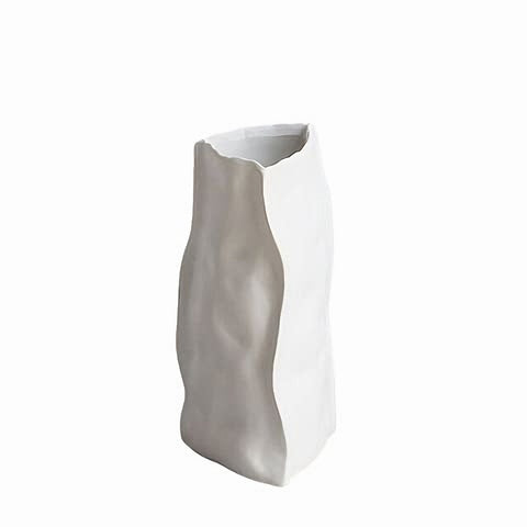 Vase artistique difforme deux tailles - Céramique original Blanc grand 