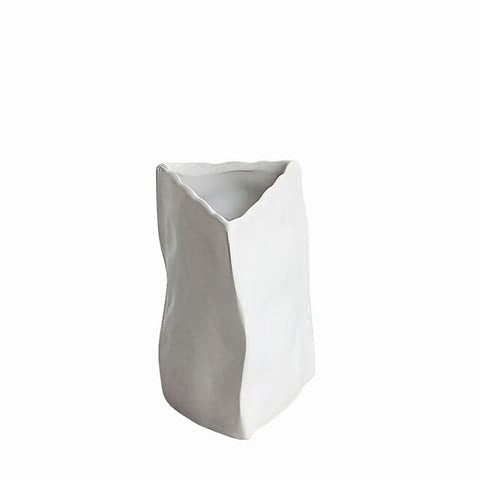 Vase artistique difforme deux tailles - Céramique original Blanc petit 
