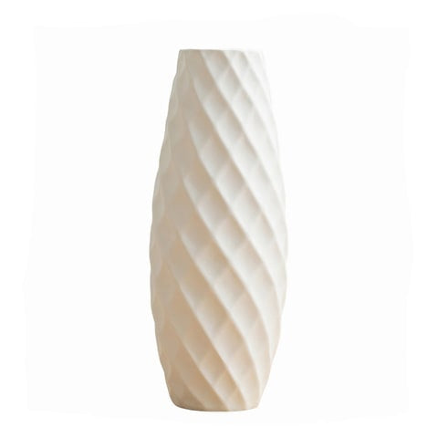 Vase blanc minimaliste trois motifs en Céramique décoratif Style B Blanc. 