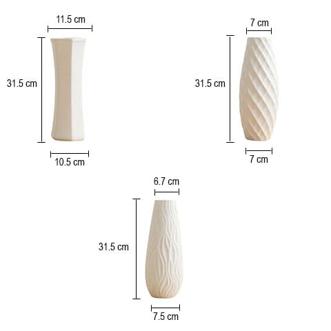 Vase blanc minimaliste trois motifs en Céramique dimensions styles A & B & C