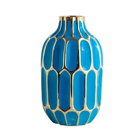 Vase bleu ou platine alvéole modèle Paon Bleu Grand