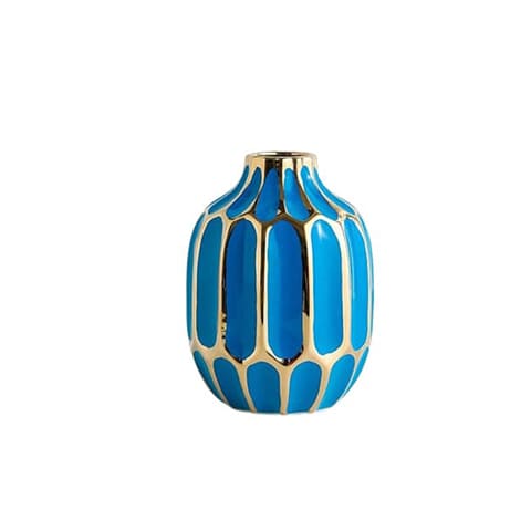 Vase bleu ou platine alvéole modèle Paon Bleu Petit
