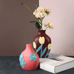 Vase Bohème Peint Motif Fleurs   (Céramique) - Vignette | Vase Cute